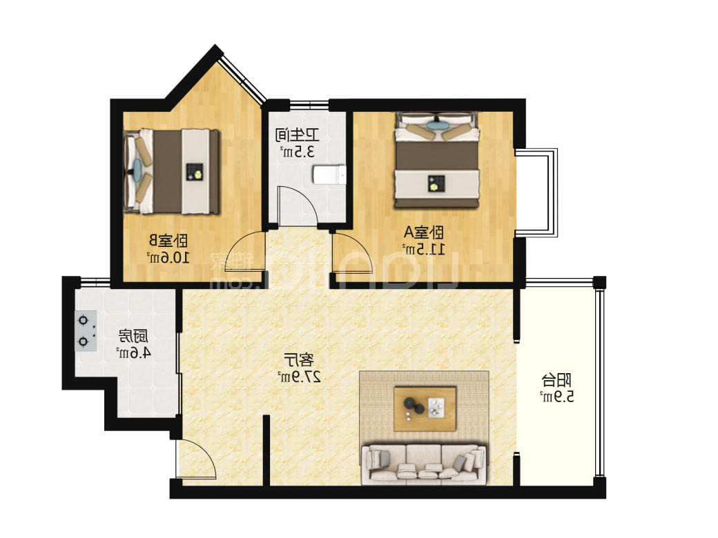 寅生杜鹃花园，2室2厅1卫，80.00㎡，精装，售价106.00万 二手房